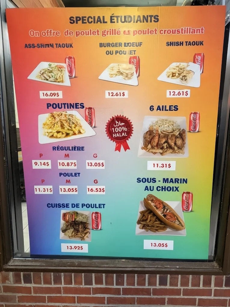 Menu étudiants